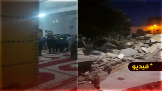 انهيار صومعة مسجد أثناء صلاة المغرب 