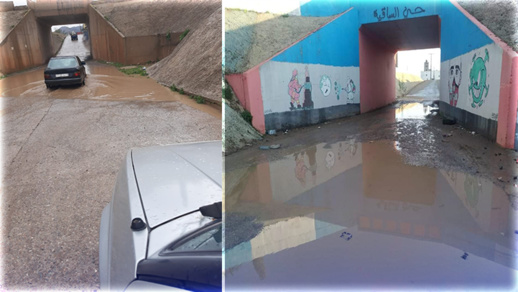 التساقطات المطرية بالناظور وأزغنغان تغلق الممر الوحيد وتعزل حي الساقية وعاريض