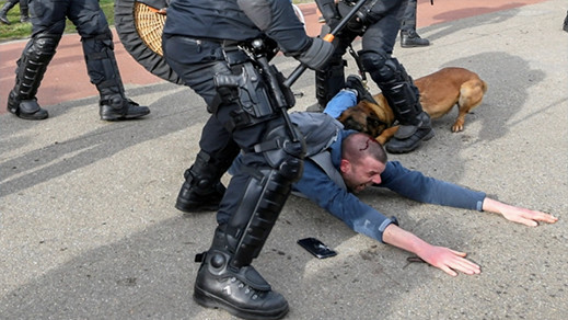 شاهدوا.. الشرطة الهولندية تستعمل الهروات والكلاب لتفريق محتجين