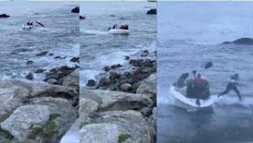 شاهدوا.. مهرب يلقي بمهاجرين مغاربة في مياه البحر ويلوذ بالفرار شاهدوا.. مهرب يلقي بمهاجرين مغاربة في مياه البحر ويلوذ بالفرار