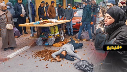 شاهدوا.. فوضى وإغماء واستنكار في حملة ضد الباعة المتجولين وسط الناظور