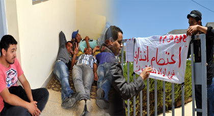 معطلو اولاد ستوت يدخلون في اعتصام جزئي إنذاري قرب باب الجماعة معطلو اولاد ستوت يدخلون في اعتصام جزئي إنذاري قرب باب الجماعة