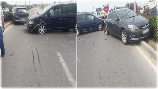 اصطدام ثلاث سيارات في حادثة سير على الطريق الرابطة بين الناظور وسلوان