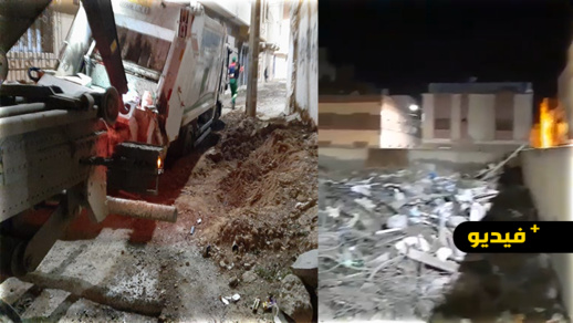 شاهدوا.. غرق شاحنة وسط حي لعراصي بالناظور والساكنة غاضبة من الشركة المكلفة بالأشغال