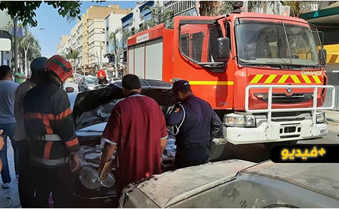 تماس كهربائي يتسبب في احتراق سيارة بالناظور تماس كهربائي يتسبب في احتراق سيارة بالناظور