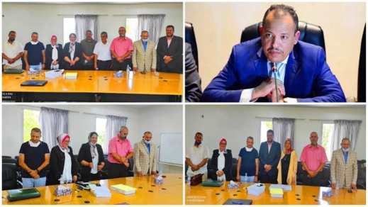 الدكتور احمد خرطة يهنئ  الدكتور عادل الغنوبي و الدكتورة خديجة علاوي لحصولهما على شهادة  التأهيل الجامعي