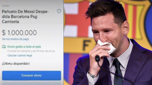 "يحتوى على دموعه".. عرض منديل ميسي للبيع في المزاد ابتداء من مليون دولار "يحتوى على دموعه".. عرض منديل ميسي للبيع في المزاد ابتداء من مليون دولار