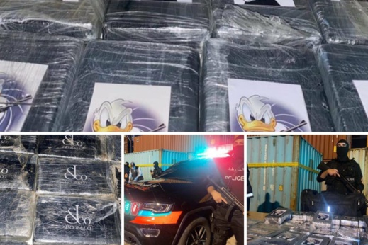 شاهدوا.. إحباط محاولة تهريب طن و 335 كلغ من الكوكايين على متن سفينة قادمة من البرازيل