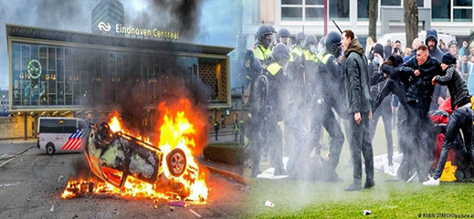 شاهدوا.. بعد بلدية أبو طالب، اندلاع احتجاجات عنيفة في مدن هولندا و جرحى بالجملة في المظاهرات