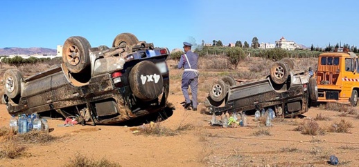 انقلاب سيارة رباعية الدفع في حادثة سير مروعة بين الدريوش وبن الطيب
