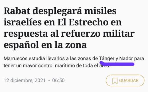 الإسبانيول: المغرب ينشر صواريخ إسرائيلية في الناظور وطنجة