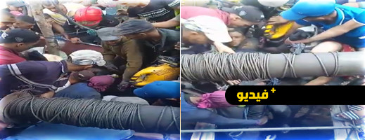 شاهدوا... استخراج أحد ضحايا بئر الفحم فاقدا للوعي