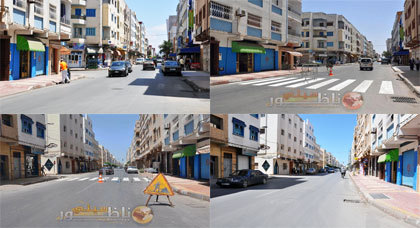 وتستمر الأعمال الترقيعية..ممرات الراجلين بشارع المسيرة تختفي والمسؤولين في خبر كان وتستمر الأعمال الترقيعية..ممرات الراجلين بشارع المسيرة تختفي والمسؤولين في خبر كان