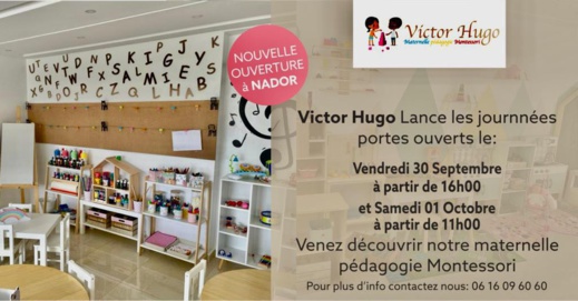 حضانة فيكتور هيغو تنظم أيام الأبواب المفتوحة وتفتح أبواب التسجيل لأطفال وتلاميذ الناظور حضانة فيكتور هيغو تنظم أيام الأبواب المفتوحة وتفتح أبواب التسجيل لأطفال وتلاميذ الناظور