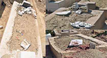 مجهول يخرب القبور بمقبرة سيدي عثمان زايو