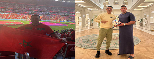 رئيس فريق الهلال الرياضي الناظوري يساند المنتخب المغربي من قطر ويلتقي الفنان العالمي ريضوان