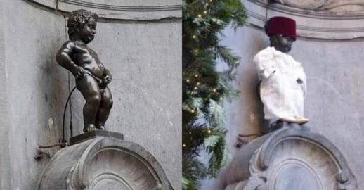 صورة.. "التمثال المتبول" في بروكسيل يرتدي جلبابا مغربيا بعد فوز أسود الأطلس صورة.. "التمثال المتبول" في بروكسيل يرتدي جلبابا مغربيا بعد فوز أسود الأطلس