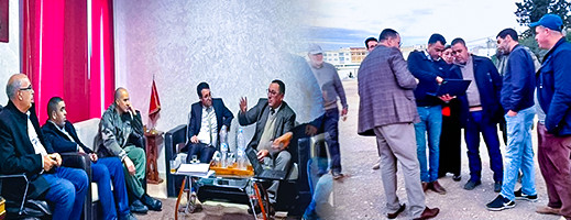 تنفيذ مشاريع التأهيل الحضري المنتظرة بمدينة ميضار يجمع رئيس الجماعة بمسؤولي إدارة شركة العمران تنفيذ مشاريع التأهيل الحضري المنتظرة بمدينة ميضار يجمع رئيس الجماعة بمسؤولي إدارة شركة العمران