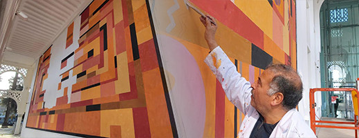 صور.. لوحة جدارية للفنان الناظوري مصطفى الزوفري تزين واجهة  متحف محمد السادس