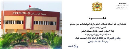 قضايا الأسرة للمغاربة المقيمين بالخارج محور ندوة بمحكمة الاستئناف قضايا الأسرة للمغاربة المقيمين بالخارج محور ندوة بمحكمة الاستئناف