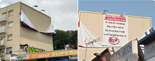 إزالة لافتة انتخابية مسيئة للمغرب في مدريد وأنباء عن تورط السفارة الجزائرية إزالة لافتة انتخابية مسيئة للمغرب في مدريد وأنباء عن تورط السفارة الجزائرية