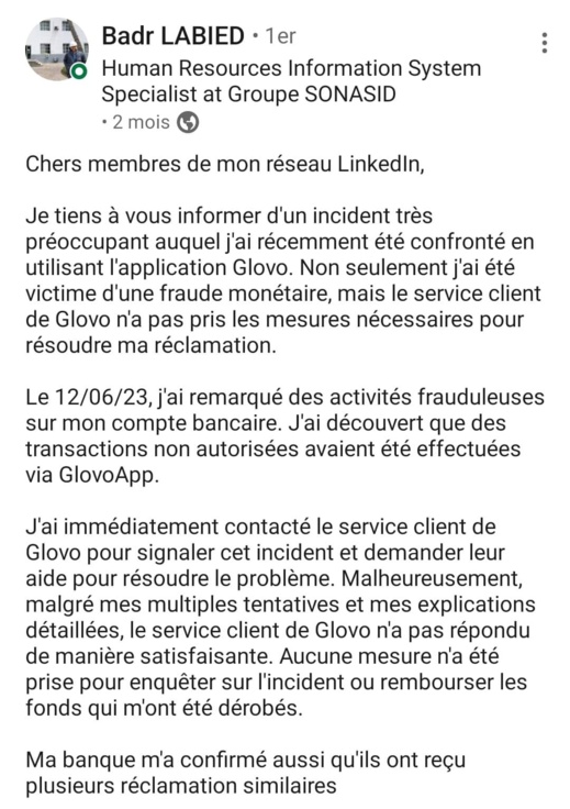 مغاربة يشكون اختلاس أموالهم من طرف شركة "غلوفو" مغاربة يشكون اختلاس أموالهم من طرف شركة "غلوفو"