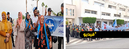 وقفة احتجاجية في الناظور تضامنا مع عمال الحراسة المطرودين وقفة احتجاجية في الناظور تضامنا مع عمال الحراسة المطرودين