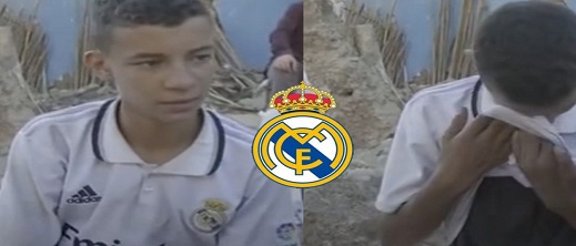 ظهر بقميص الفريق.. ريال مدريد يطلق نداء للوصول إلى الطفل المغربي الذي فقد عائلته ظهر بقميص الفريق.. ريال مدريد يطلق نداء للوصول إلى الطفل المغربي الذي فقد عائلته