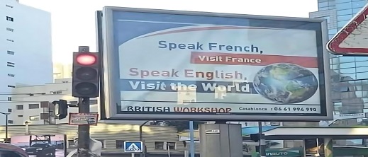 لوحة إعلانية تثير جدلا حول تعلم الإنجليزية بدلا من الفرنسية في المغرب لوحة إعلانية تثير جدلا حول تعلم الإنجليزية بدلا من الفرنسية في المغرب