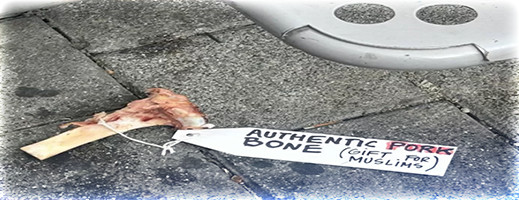عنصريون يستفزون مسلمي بلجيكا بوضع عظم "خنزير" قرب محطة للحافلات  عنصريون يستفزون مسلمي بلجيكا بوضع عظم "خنزير" قرب محطة للحافلات