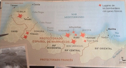 أرشيف عسكري: مجلة إسبانية تقدم خريطة قصف اسبانيا للريف وشمال المغرب بالغازات السامة أرشيف عسكري: مجلة إسبانية تقدم خريطة قصف اسبانيا للريف وشمال المغرب بالغازات السامة
