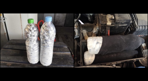 محاولة تهريب فاشلة: مغربي يخبئ الحشيش في زجاجتين لنقلها إلى إسبانيا محاولة تهريب فاشلة: مغربي يخبئ الحشيش في زجاجتين لنقلها إلى إسبانيا