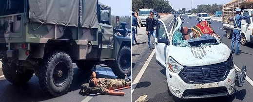 سبعة قتلى في حادث اصطدام خطير بين "طاكسي" وشاحنة للقوات المسلحة سبعة قتلى في حادث اصطدام خطير بين "طاكسي" وشاحنة للقوات المسلحة