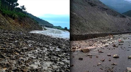 مستعملي الطريق الساحلية الحسيمة-طنجة يشتكون من سقوط أحجار ضخمة وسط الطريق مستعملي الطريق الساحلية الحسيمة-طنجة يشتكون من سقوط أحجار ضخمة وسط الطريق