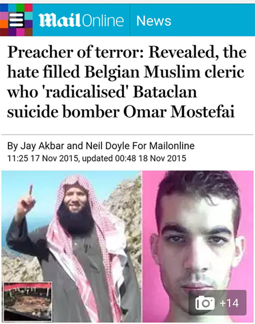 صحف عالمية تورط الداعية الناظوري طارق بن علي في تفجيرات باريس صحف عالمية تورط الداعية الناظوري طارق بن علي في تفجيرات باريس