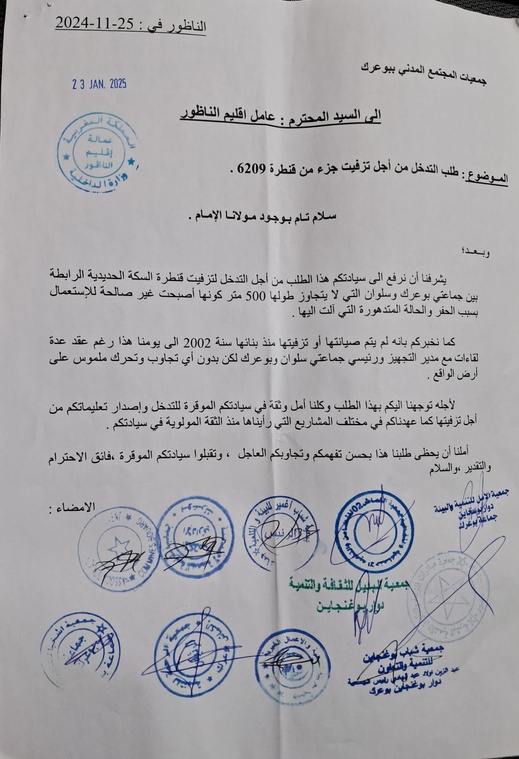 المجتمع المدني ببوعرك يناشد تدخل عامل الناظور لترميم قنطرة سككية مهملة منذ 2002 المجتمع المدني ببوعرك يناشد تدخل عامل الناظور لترميم قنطرة سككية مهملة منذ 2002