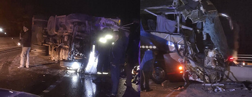 حادث خطير لحافلة قادمة من الناظور يخلف 20 جريحا قرب تازة حادث خطير لحافلة قادمة من الناظور يخلف 20 جريحا قرب تازة