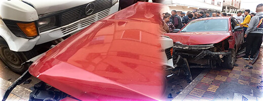 حادث سير بين ثلاث سيارات يهز أزغنغان حادث سير بين ثلاث سيارات يهز أزغنغان