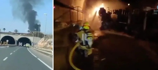 مغربي يُنقذ عالقين من نفق مشتعل بعد انفجار شاحنة في إسبانيا مغربي يُنقذ عالقين من نفق مشتعل بعد انفجار شاحنة في إسبانيا