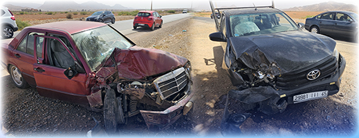 حادثة سير بين سيارتين ضواحي الدريوش.. إصابة شخص وفرضية النوم خلف المقود وراء الحادثة حادثة سير بين سيارتين ضواحي الدريوش.. إصابة شخص وفرضية النوم خلف المقود وراء الحادثة