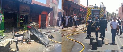 حريق مهول داخل محل مأكولات شعبية  بمدينة مغربية بعد انفجار قنينة غاز