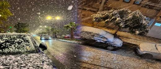 ليست إفران.. شاهد كيف تحولت وجدة إلى "لوحة بيضاء" أبهرت المغاربة مساء الثلاثاء