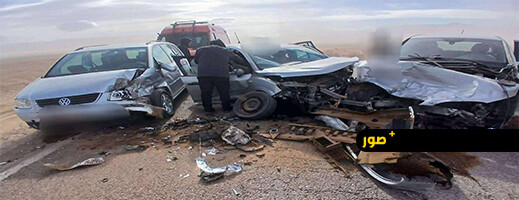 حادثة سير خطيرة بين أفسو وصاكا إثر ضعف الرؤية بسبب الرياح المحملة بالغبار