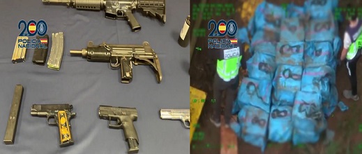 الشرطة الإسبانية تحجز 19 بندقية كلاشينكوف وأكثر من طن من الكوكايين في عملية أمنية كبرى