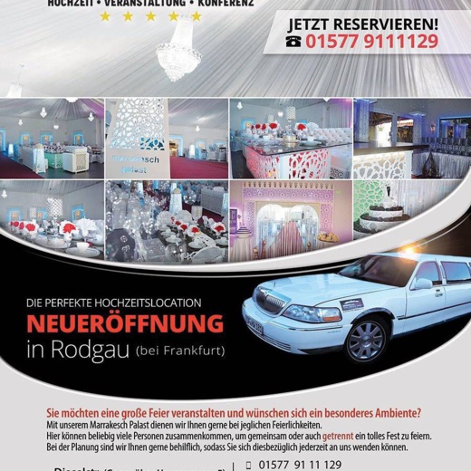 افتتاح Marrakesch Palast أفخم قاعة للأفراح والمناسبات بغودكاو- فرانكفورت بألمانيا افتتاح Marrakesch Palast أفخم قاعة للأفراح والمناسبات بغودكاو- فرانكفورت بألمانيا