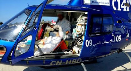تدخل مروحي لنقل ثلاثة دركيين أصيبوا في حادثة سير بتمسمان الى المستشفى العسكري بالرباط تدخل مروحي لنقل ثلاثة دركيين أصيبوا في حادثة سير بتمسمان الى المستشفى العسكري بالرباط