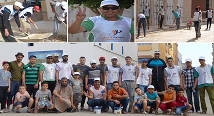 في بادرة هي الأولى بالدريوش.. جمعية الأمل وأبناء الحي ينخرطون في تنظيف وصباغة شوارع الحي في جو حماسي