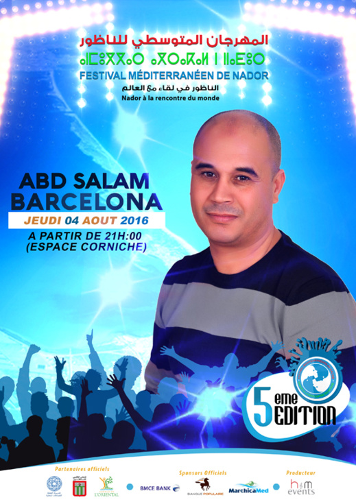 مسلم وقاسمي وبرشلونة وموس ماهر يفتتحون المهرجان المتوسطي بالناظور مسلم وقاسمي وبرشلونة وموس ماهر يفتتحون المهرجان المتوسطي بالناظور