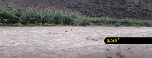 حمولة كبيرة لواد غيس بالحسيمة تصب في سد غيس بعد التساقطات المطرية