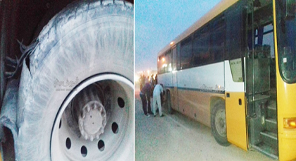 دويّ إنفجار إحدى عجلات حافلة خاصة بالنقل الجامعي يصيب طلبة الدريوش بالهلع